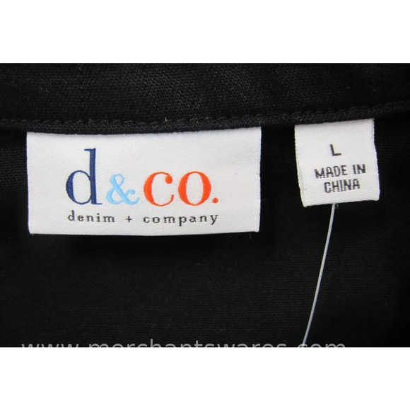 NWT-Denim & Co Sz L Black Stretch Denim Blazer with Silver Flowered Buttons - Picture 11 of 13